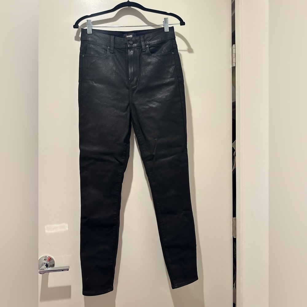 PAIGE Women's Jet Black Skinny Coated Jeans